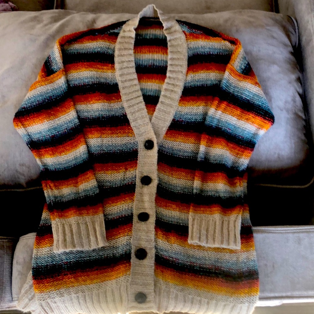American Eagle Striped Sunset Cardigan